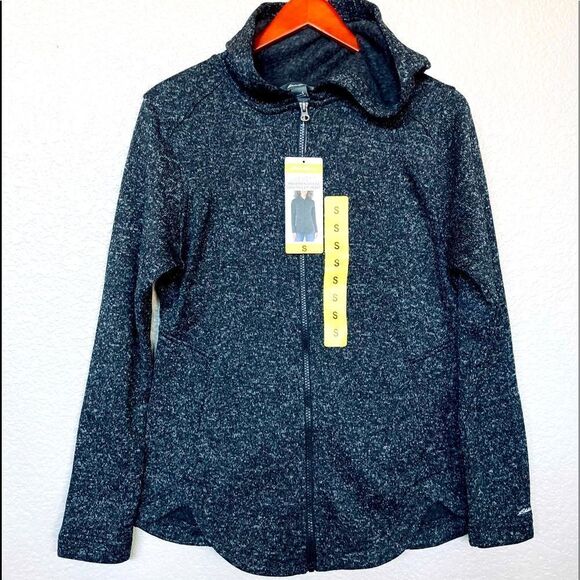 Eddie Bauer Radiator Fleece Black Hooded Zip Jacket - Picture 1 of 9